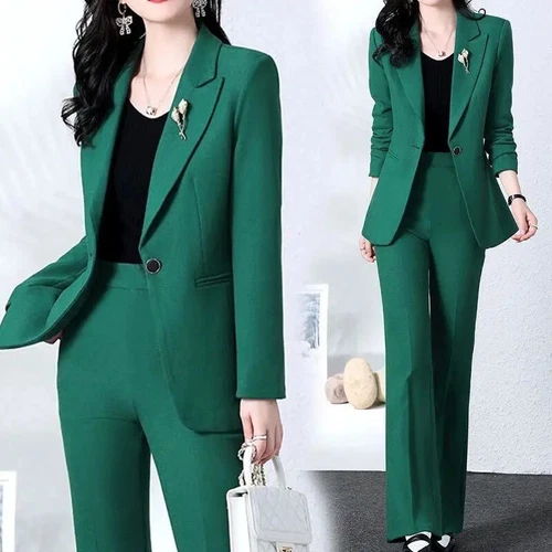 Spring and Autumn Blazer Coat Set Trousers 2Piece Women's Suit Jacket Pants - Picture 8 of 26
