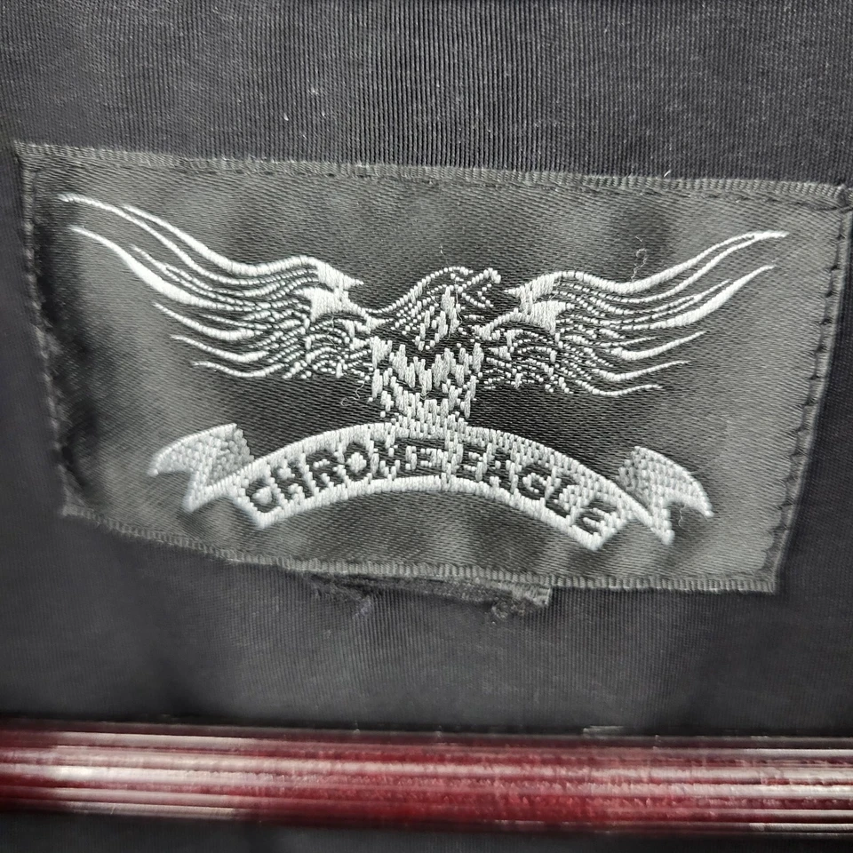 Хромированная байкерская рубашка Eagle мужская размер XL черная красная на пуговицах Riding Flames - Изображение 3 из 4