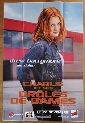 CHARLIE'S ANGELS zeichnete Barrymore Original GROSSES französisches Filmplakat für Fortschritt