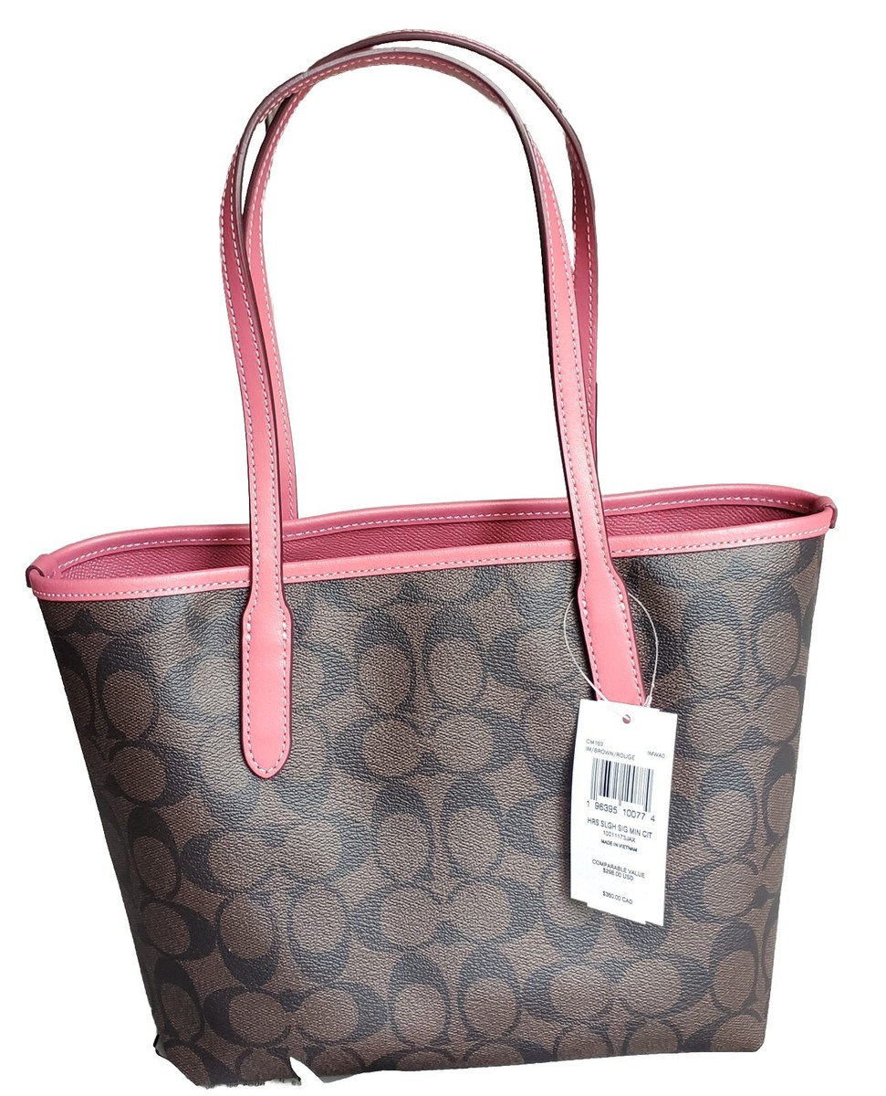 トートバッグ MCM Printed Canvas Mini Tony Handbag NWT COACH Mini City Tote Signature Canvas Horse and Sleigh