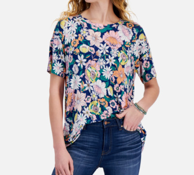 Style & Co Women's Blouse XL Floral Print Multicolor Tunic Top Shirt T-shirt NWT