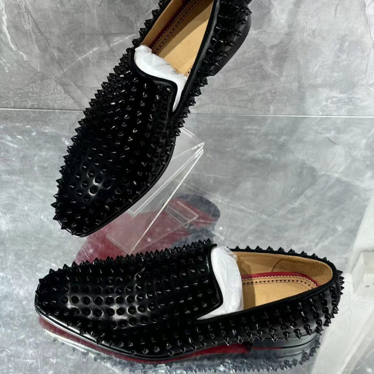 SAOLA Scarpe eleganti uomo inglesi slip on vera pelle rivetti nightclub sera festa nuove