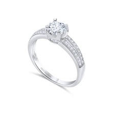 Womens 925 Sterling Silver 6mm Diamond-Unique Solitaire Engagement Ring New