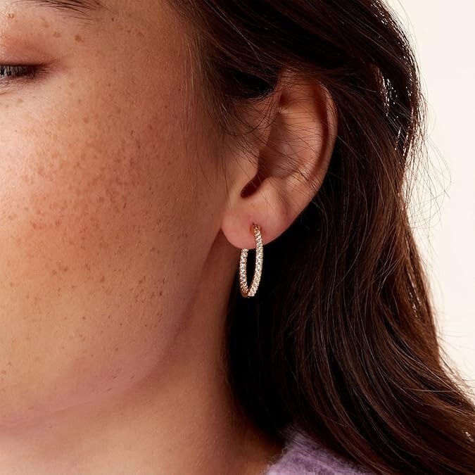 14K Gold Lightweight Dual-Sided Hoop Earrings for Women-image