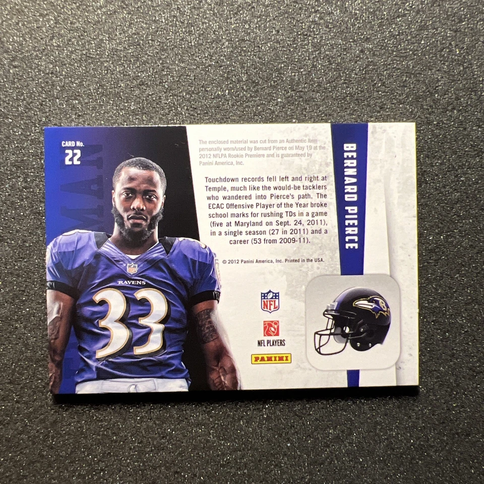 2012 Rookies & Stars BERNARD PIERCE #22 Freshman Orientation RC JERSEY - RAVENS - Image 4 of 4