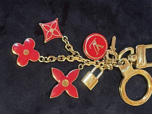LOUIS VUITTON Key ring holder chain Bag charm AUTH Porte Cre Pampille RED A735 - Picture 9 of 12
