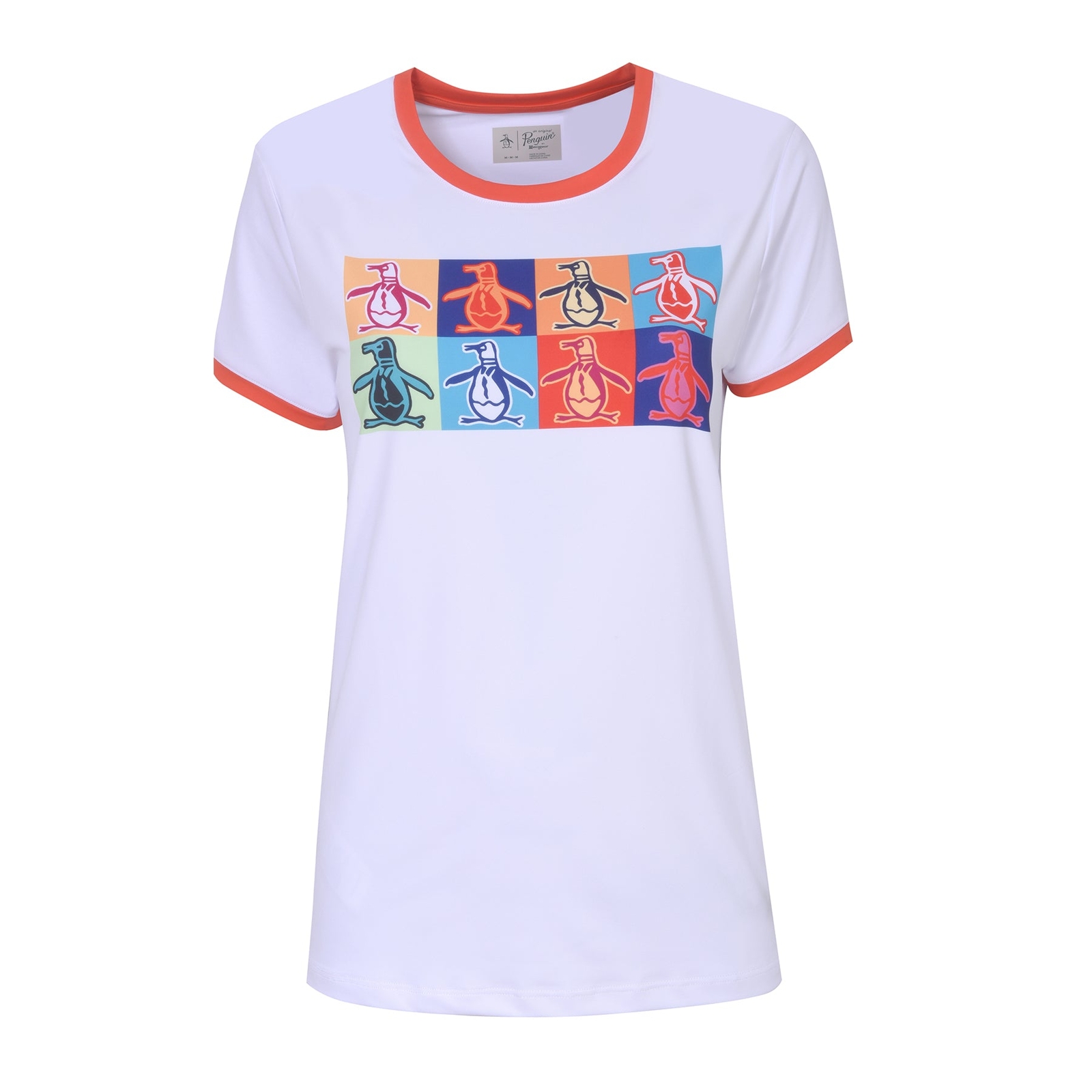 ЖЕНСКАЯ ТЕННИСНАЯ ФУТБОЛКА PENGUIN POP ART PETE PERFORMANCE ЯРКО-БЕЛОГО ЦВЕТА ДЛЯ женщин