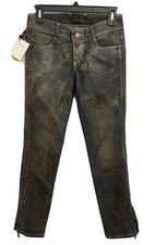 Just Cavalli Women's Jeans Slim Black Leather Look Stretch Size 26 Retail 390