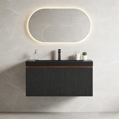 30'' Wall-Mounted Bathroom Vanity with Sink & Soft-Close Drawer in Walnut