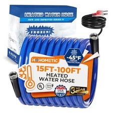 (15-100FT) Heated Water Hose for RV,-45 ℉ Antifreeze 4.0 Upgraded Heated 30FT