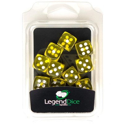 Spot Dice Gem Yellow Set - 16mm D6 Set (x12) - Legend Dice