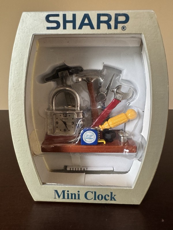 Vintage Sharp Miniature Clock Tools Novelty Desk Clock Collectible NIB New