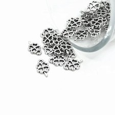 Tiny Silver Lucky Clover Charms, 6x10mm - US Seller