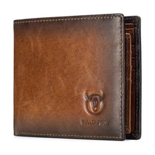 RFID Wallets for Men Slim Bifold Genuine Leather Front Pocket Wallet 2 ID Window