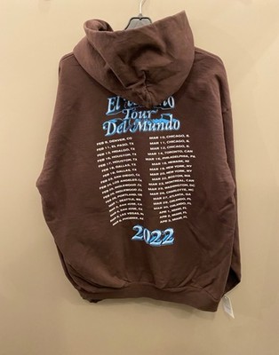 Bad Bunny El Ultimo Del Mundo Tour 2022 Pullover Hoodie Men XL Brown Cotton