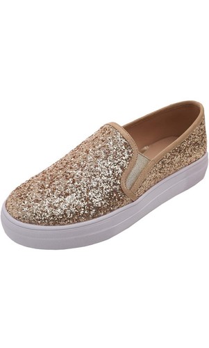 Feversole Women's Vegan Leather Sneakers - Lightweight Casual Walking Shoes, Slip-On With Rhinestones, Camel Size 9 - View #3