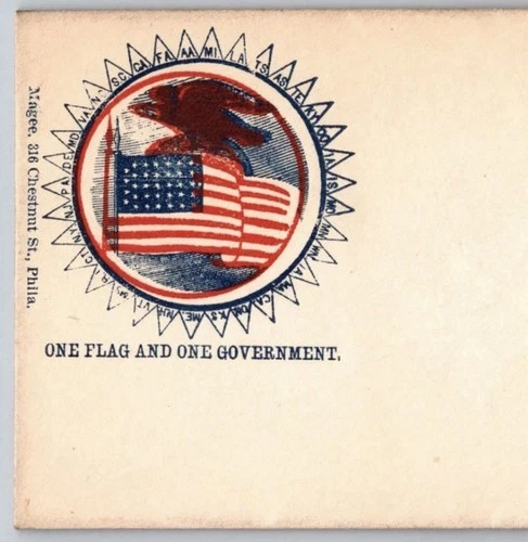 Civil War Patriotic Cover One Flag and One Government Seal 1860s Envelope