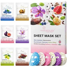 6 Pack of Sheet Face Masks Skincare - Collagen Face Mask Sheets with Hyaluronic