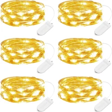Minetom 6 Pack Fairy Lights Battery Operated String Lights - 7Ft 20 LED Waterpro