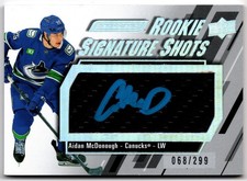 2023-24 UD Engrained Rookie Signature Shots AIDAN McDONOUGH RSS-AM #/299 RC Auto