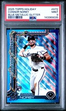 Connor Norby RC 2025 Topps Holiday #H72 Blue Metallic Glitter PSA 9 Marlins