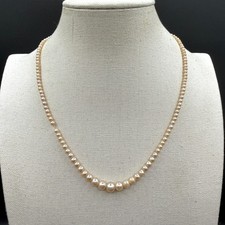 Champagne Faux Pearl Necklace Graduated Beads Ornate Clasp Coquette Bridal Gift