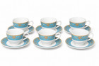 Concepts Life 12-Piece Porcelain Tea Cup & Saucer Set Blue Gold New — photo 1