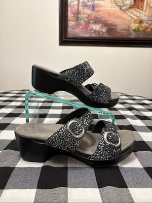 Dansko Sophie Metallic Pebble Dot Sandal Slide Double Strap Heel Buckle40/9.5-10
