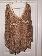 Free People Pennie Boho Style Backless Mini Dress Puff Sleeve Size Small