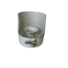 Royal Sealy Moss Rose Taper Candle Holder With Handle Made In Japan