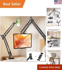Sleek Black Gooseneck Phone Stand with 2 Clamps - Stability & Style Combined