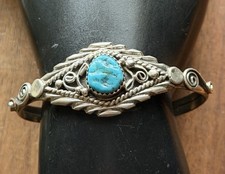 Baby Navajo Sterling Silver Blue Turquoise Cuff Bracelet
