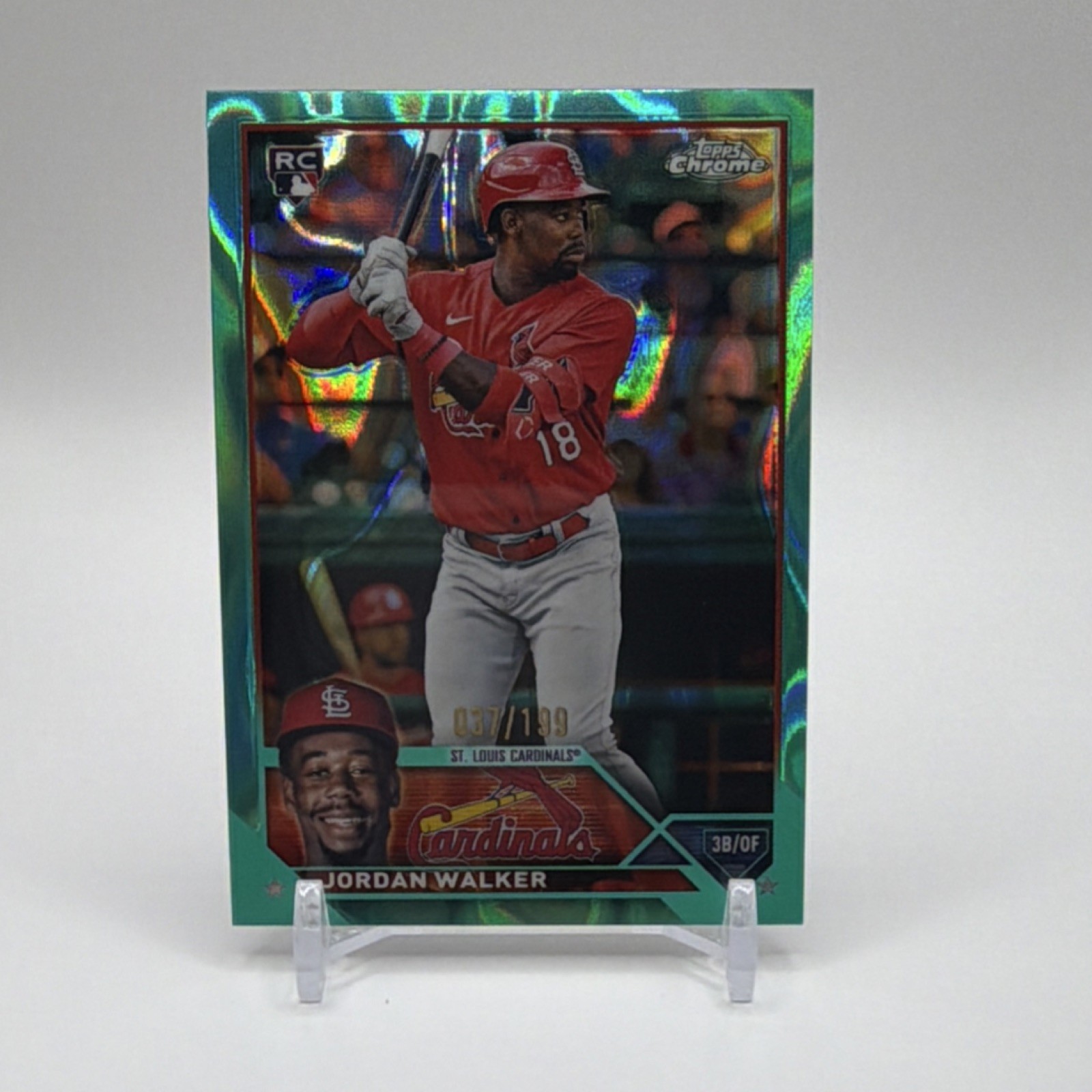 2023 Topps Chrome Aqua Lava Refractor Jordan Walker Rookie #209 37/199 Cardinals