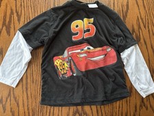 Boys Size 4 Disney Cars Lightning McQueen Long Sleeve Tee Shirt Tshirt Black