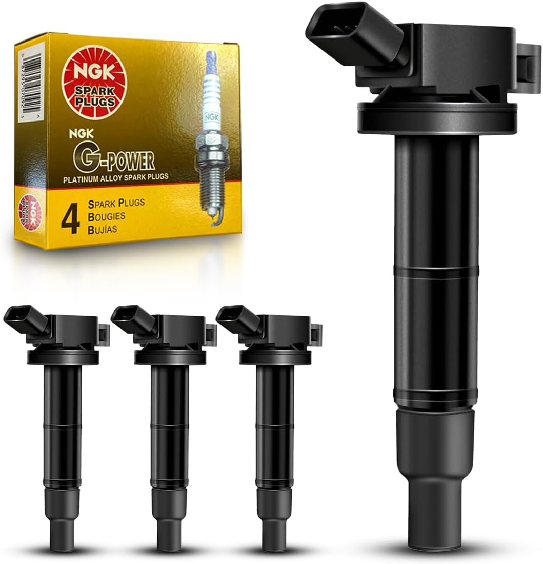 Set of 4 UF333 Ignition Coils and NGK 7092 Platinum Spark Plugs Replacement for