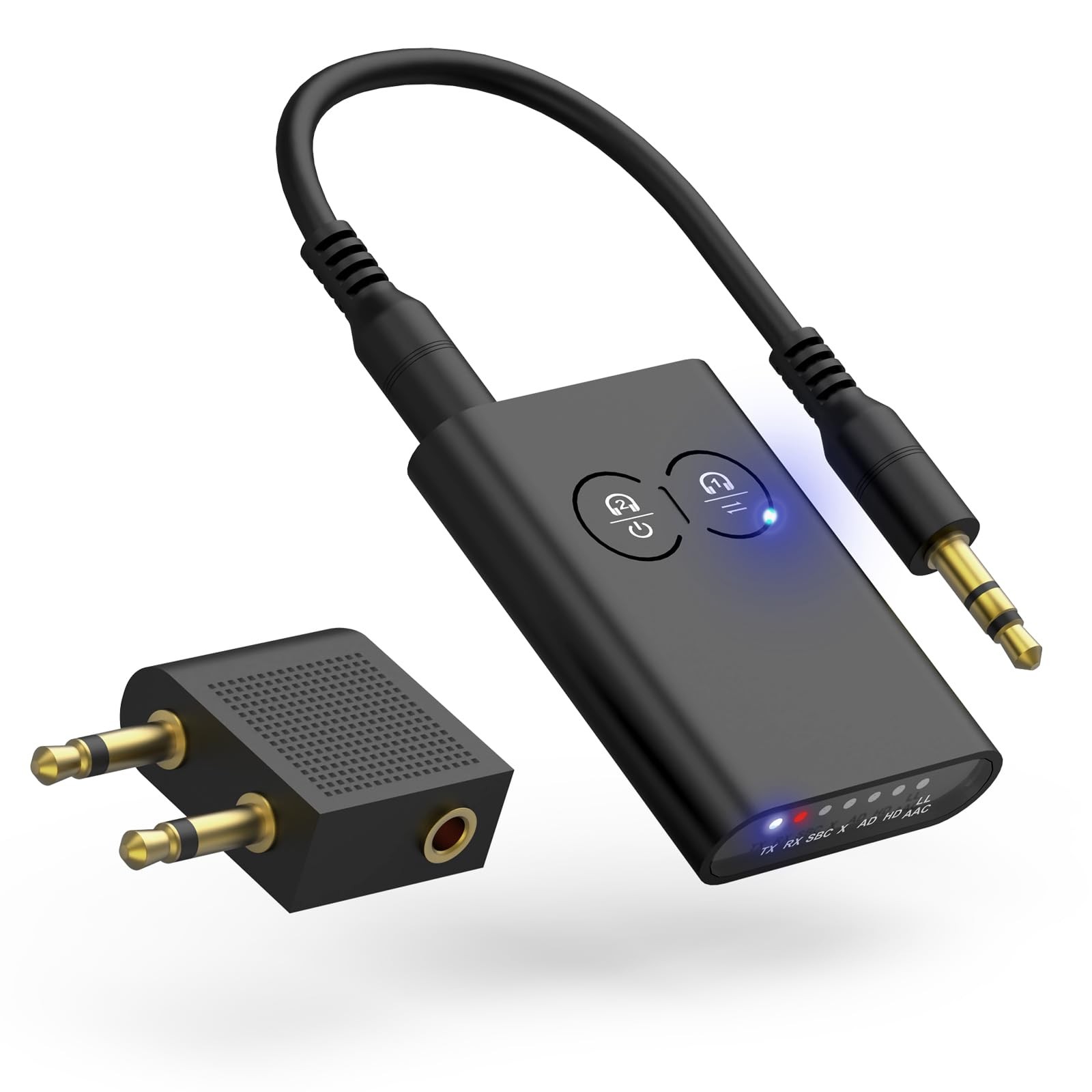 2-in-1 Bluetooth 5.3 Transmitter Receiver for TV Airplane Audio Adapter