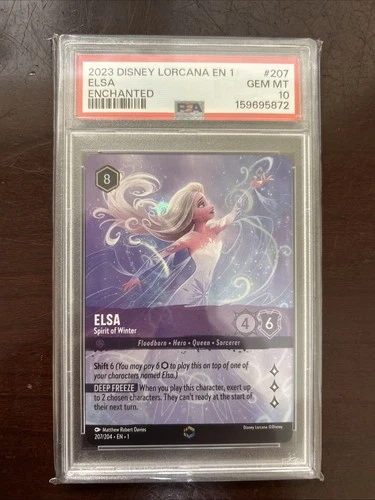 2023 DISNEY LORCANA EN 1 #207/204 ELSA SPIRIT OF WINTER ENCHANTED PSA 10