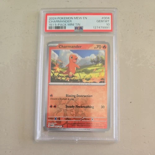 PSA 10 - CHARMANDER - 004/165 - POKEMON 151 COSTCO 5-PACK MINI TIN COSMO HOLO 3T