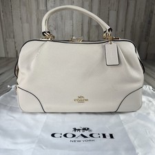 Coach Lane 69621 Leather White Satchel Purse w/Shoulder Strap And Dust Bag
