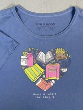 Life Is Good Crusher Lite T Shirt “Home Is Where The Cozy Is” Graphic Well Worn 