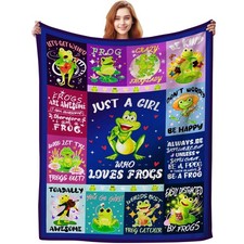 Cute Green Frog Blanket Soft Cozy Flannel Frogs Blankets and Throws Bed Beddi...