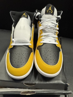 Nike Air Jordan 1 Mid Men's Size 13 Yellow Ochre Black White Shoes