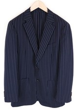 SUITSUPPLY Havana Traveller Men Blazer UK42R Blue Wool Slim Striped Unlined