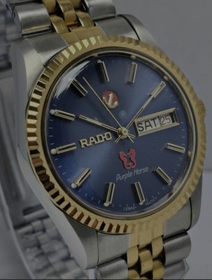 Vintage Rado Purple Horse 2 Tone Blue Dail Swiss-Made Original