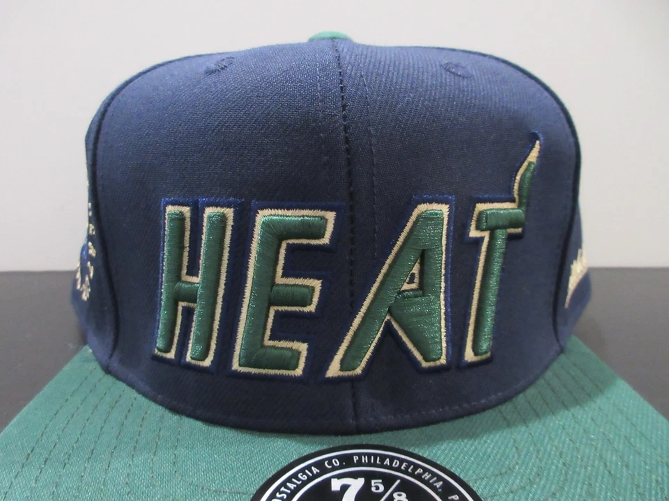 Miami Heat Hat Cap Fitted Mens 7 5/8 Blue Green NBA Basketball Anniversary Logo - Image 3 of 4