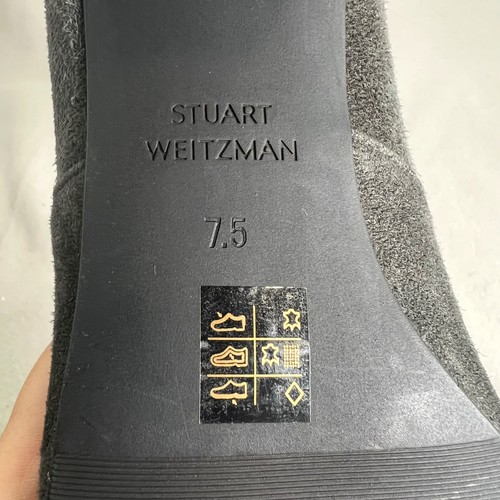 Stuart Weitzman Allshine 60 Gray Suede Pearl Heel Sock Booties Ankle Boots 7.5 - Picture 10 of 13