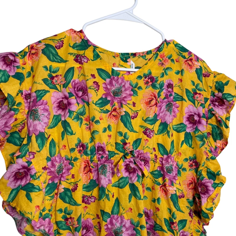 Janie & Jack Niña 7 Natación Encubrimiento Amarillo Floral Volantes Corbata Boho Resort Colorido Foto 2 de 4