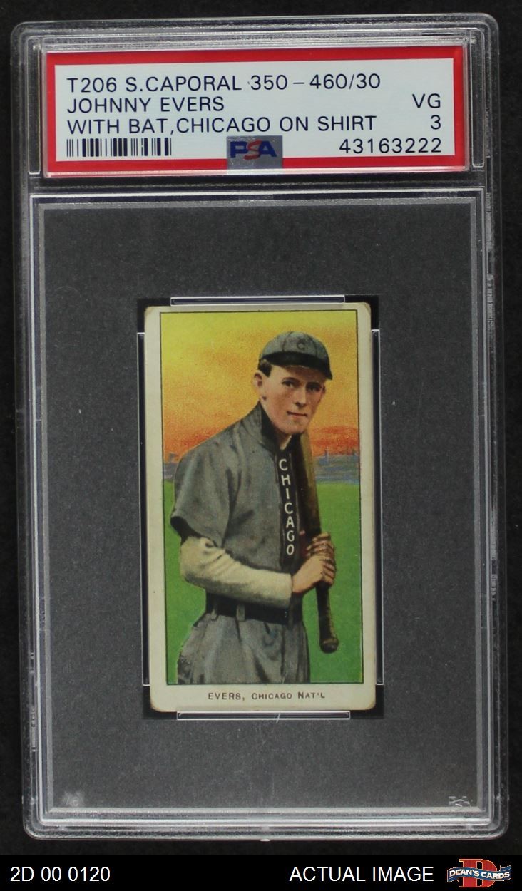 1909 T206 Johnny Evers Chicago Bat Cubs HOF COMMON VARIATION PSA 3 - VG