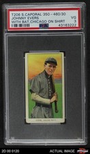 1909 T206 Johnny Evers Chicago Bat Cubs HOF COMMON VARIATION PSA 3 - VG