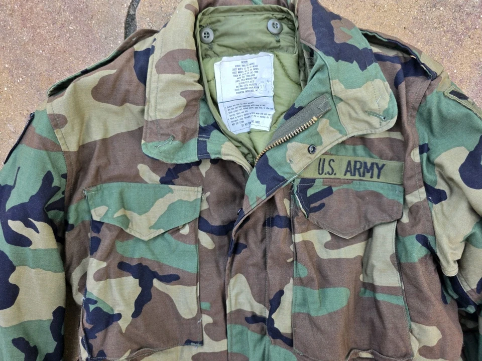 VTG M65 M81 Field Jacket Cold Weather Coat M Reg Woodland Camo Military W Liner - Image 2 of 4